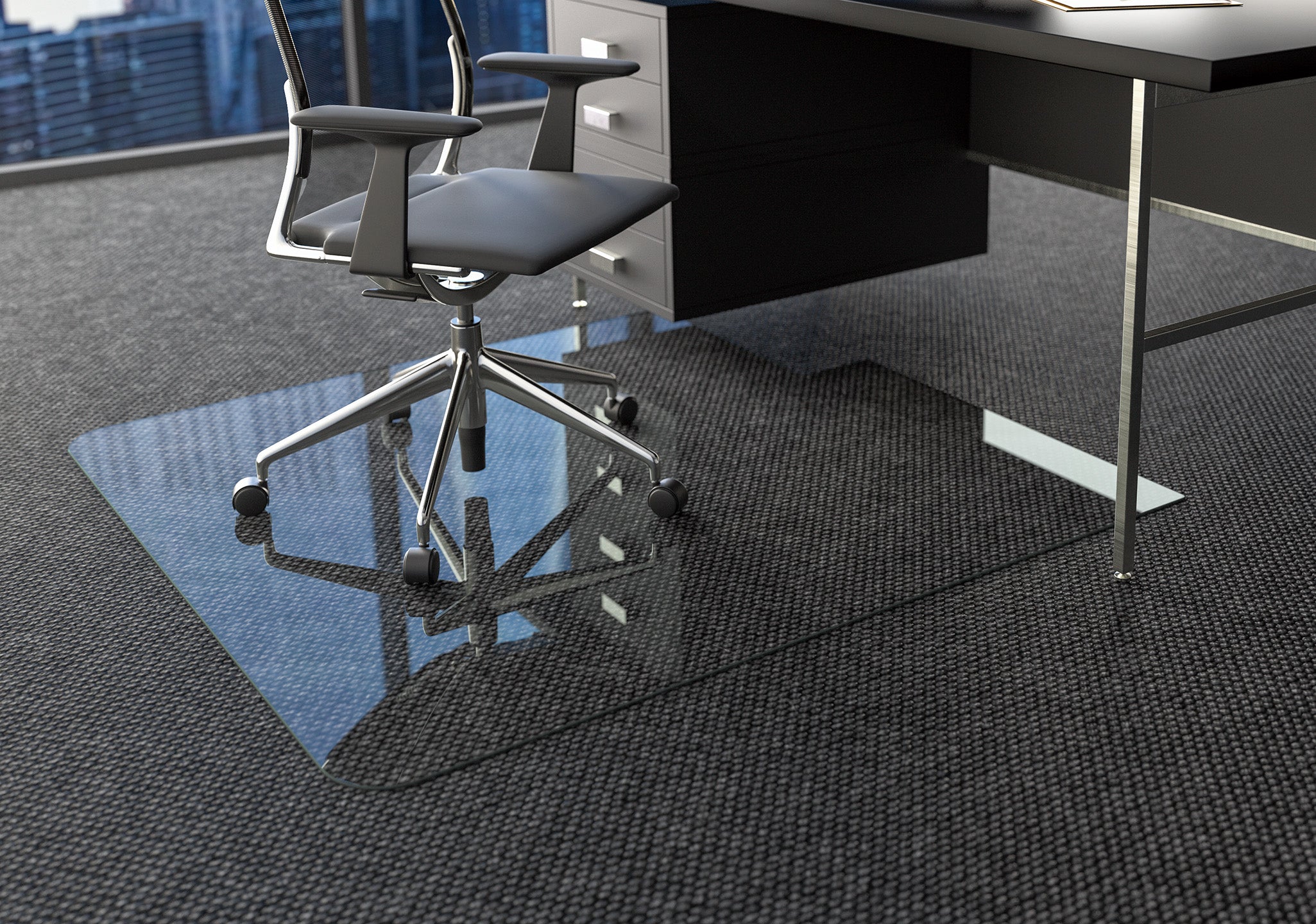 Vitrazza Glass Office Chair Mat For Carpet Hardwood Tile